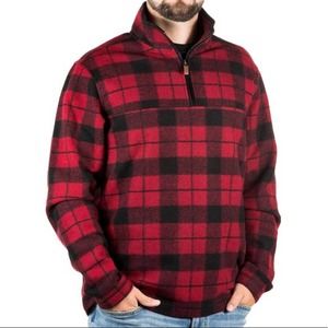 John Wayne Stock & Supply Red/Black Plaid Wooly Fleece 1/4 Zip Jacket